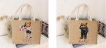 画像8: Linen Bear paint eco shopping bag Shoulder tote Bag　男女兼用麻リネン熊ベアプリントトート ショルダーエコバッグ  (8)