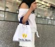 画像6: Canvas drawstring tote bag with smile　男女兼用スマイル付きキャンバス巾着トートバッグエコバッグ  (6)