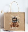 画像4: Linen Bear paint eco shopping bag Shoulder tote Bag　男女兼用麻リネン熊ベアプリントトート ショルダーエコバッグ  (4)