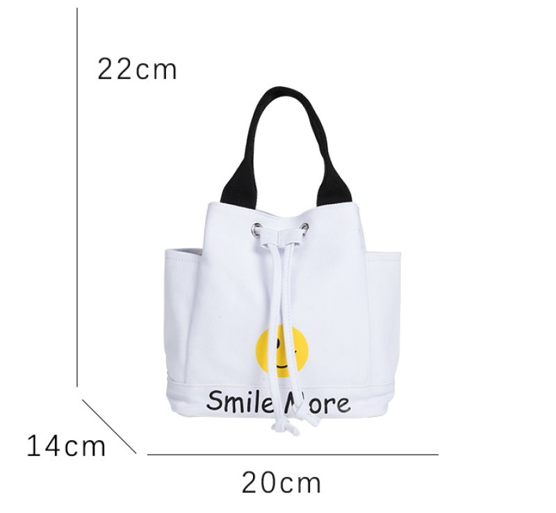 画像8: Canvas drawstring tote bag with smile　男女兼用スマイル付きキャンバス巾着トートバッグエコバッグ  (8)