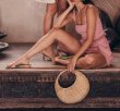 画像2: French half-moon hand-woven rattan bag  ハーフムーン半月ラタントートバッグ (2)