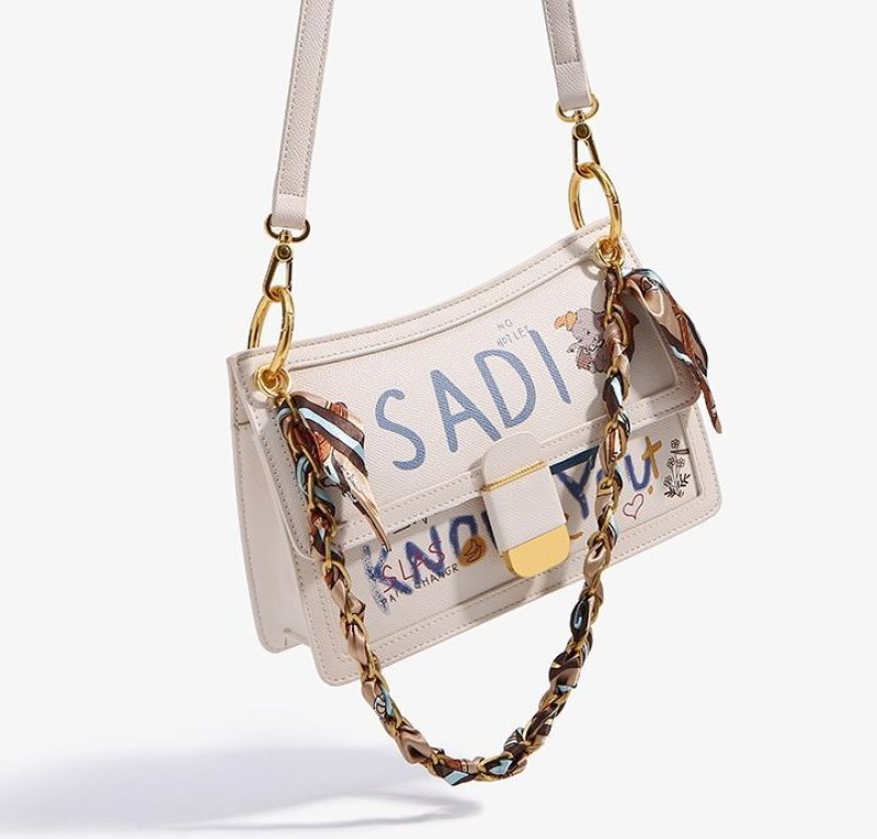 画像6: 21 Woman’s graffiti my melody Dumbo handbag chain scarf tote bag portable bucket bag グラフィックプリント マイメロディ ダンボ バケットバッグトート ショルダー ポシェット ハンドバック  (6)