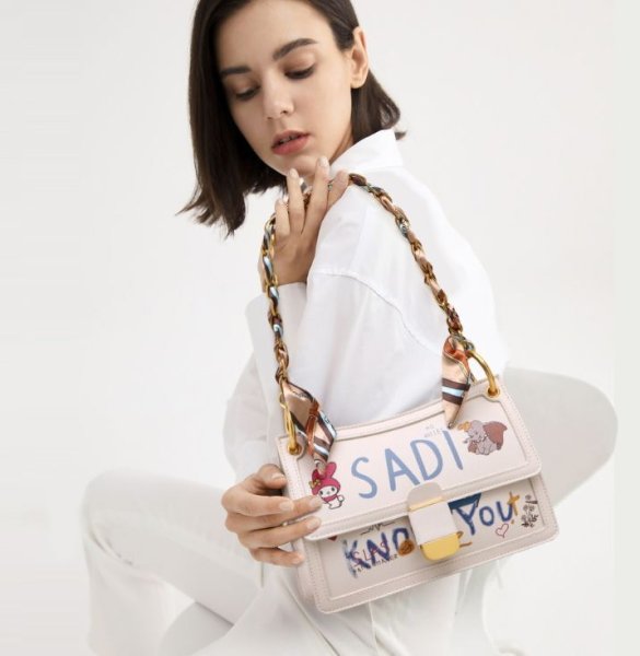 画像1: 21 Woman’s graffiti my melody Dumbo handbag chain scarf tote bag portable bucket bag グラフィックプリント マイメロディ ダンボ バケットバッグトート ショルダー ポシェット ハンドバック　 (1)