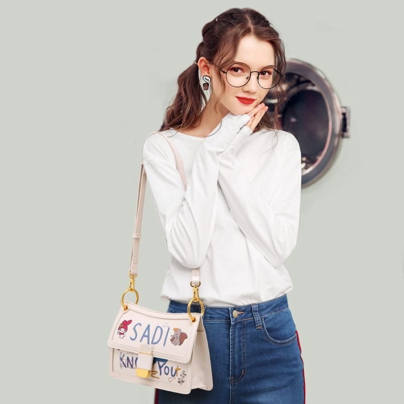 画像3: 21 Woman’s graffiti my melody Dumbo handbag chain scarf tote bag portable bucket bag グラフィックプリント マイメロディ ダンボ バケットバッグトート ショルダー ポシェット ハンドバック  (3)