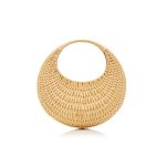 画像3: French half-moon hand-woven rattan bag  ハーフムーン半月ラタントートバッグ (3)