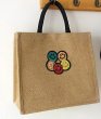 画像2: Straw Cotton and Linen  Smile flower sequins eco shopping bag Shoulder tote Bag　男女兼用麻リネンスマイル フラワー スパンコールトート ショルダーエコバッグ  (2)