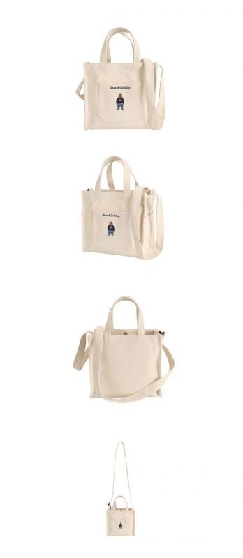 画像6: Steve Bear new square canvas portable diagonal bagTote shoulder bag  スティーブベアースクエアキャンバスポータブルトート ショルダー  ハンドバック  (6)