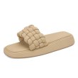 画像1:  platform woven sandals slippers 　フラットレザー編み込み厚底サンダルスリッパ (1)