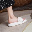 画像4:  platform woven sandals slippers 　フラットレザー編み込み厚底サンダルスリッパ (4)