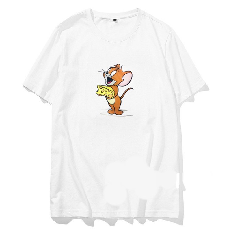画像1: Unisex One Tom and Jerry Jerry & Cheese Print T-shirt　男女兼用 ユニセックス トムとジェリー トム＆ジェリー ジェリー＆チーズプリント Tシャツ (1)