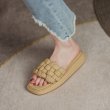 画像3:  platform woven sandals slippers 　フラットレザー編み込み厚底サンダルスリッパ (3)