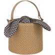 画像1: one-shoulder messenger western style straw woven handbagTote shoulder bag  バケットチェックボウポイントかご籠トート ショルダー  ２WAYハンドバック　 (1)