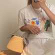 画像6: one-shoulder messenger western style straw woven handbagTote shoulder bag  バケットチェックボウポイントかご籠トート ショルダー  ２WAYハンドバック　 (6)