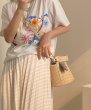 画像4: one-shoulder messenger western style straw woven handbagTote shoulder bag  バケットチェックボウポイントかご籠トート ショルダー  ２WAYハンドバック　 (4)