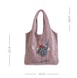 画像10: embroidery corduroy large capacity shoulder bagTote  bag  コーデュロイ フラワー刺繡ショルダートート エコバック　 (10)