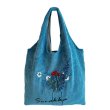 画像4: embroidery corduroy large capacity shoulder bagTote  bag  コーデュロイ フラワー刺繡ショルダートート エコバック　 (4)