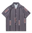画像1:  Unisex wild striped short-sleeved Aloha shirt  男女兼用 ユニセックス ワイルドストライプ アロハシャツ (1)