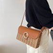 画像3: small square straw woven bagTote shoulder bag  スクエアかご籠トートショルダー２WAY バック　 (3)