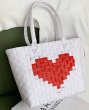 画像2: Heart motif woven basket eco bagTote bag  　ハートモチーフウーブンバスケットエコバッグ かご 籠トートバック　 (2)