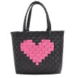 画像1: Heart motif woven basket eco bagTote bag  　ハートモチーフウーブンバスケットエコバッグ かご 籠トートバック　 (1)