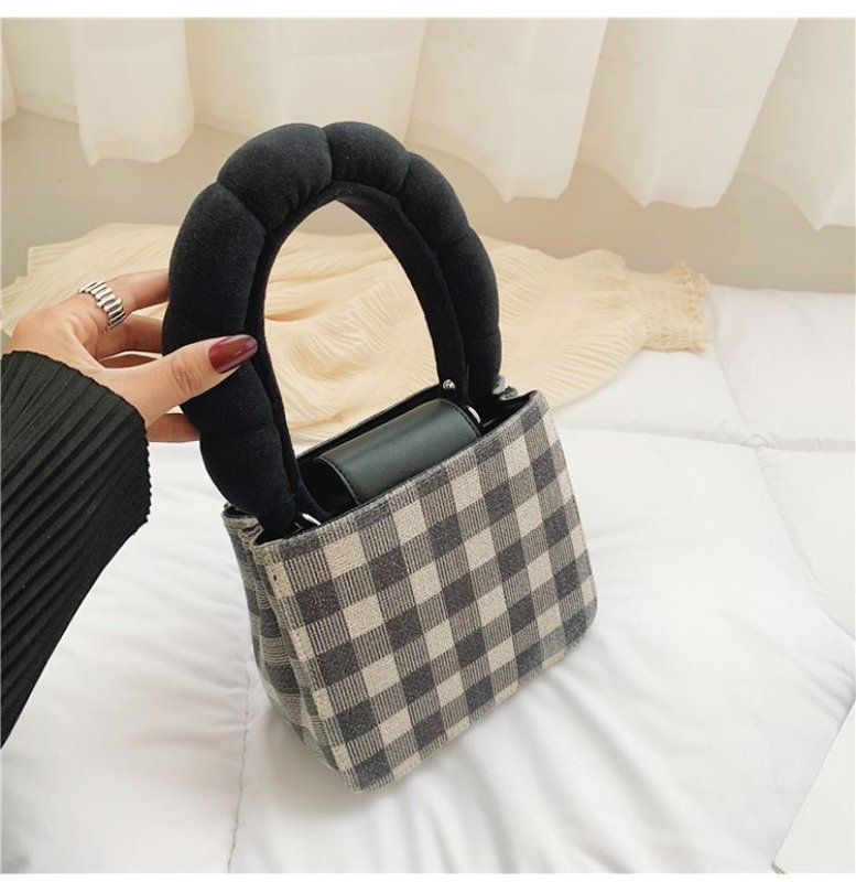 画像4: Plaid Small Square Shoulder tote Bag チェックミニスクエアトート ショルダーバッグ  (4)