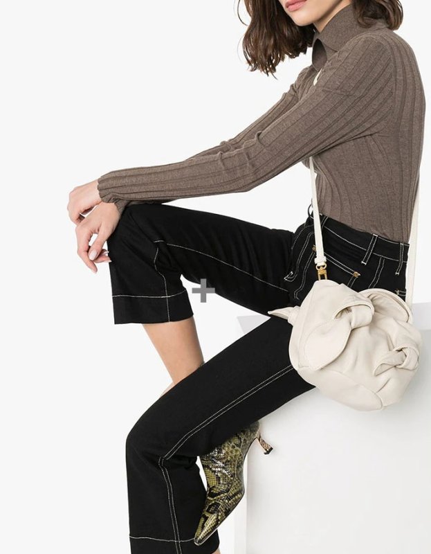 画像5: simple soft leather fold bow wild cloud Shoulder tote Bag ソフトレザー クラウド ボウ リボントート ショルダーバッグ  (5)