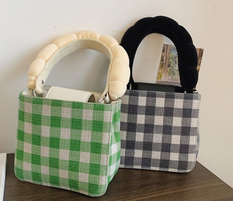 画像3: Plaid Small Square Shoulder tote Bag チェックミニスクエアトート ショルダーバッグ  (3)