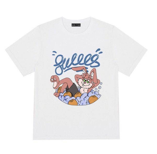 画像2: Unisex cartoon rabbit illustration printed t-shirt　男女兼用 ユニセックス コミックラビットプリントTシャツ (2)