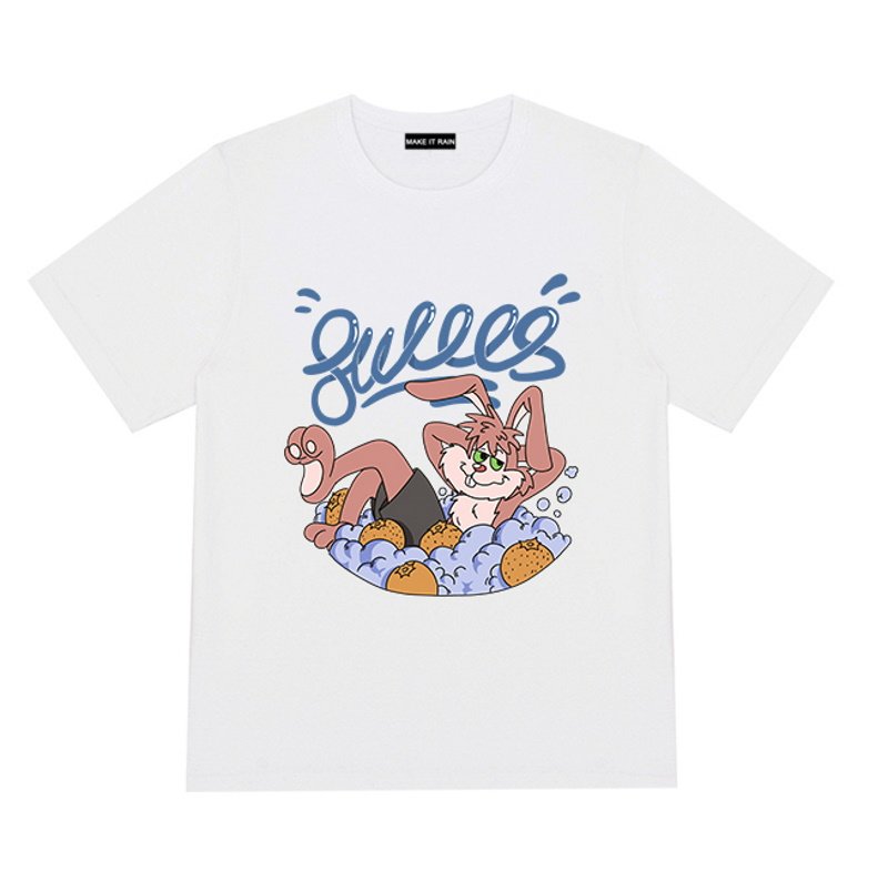 画像2: Unisex cartoon rabbit illustration printed t-shirt 男女兼用 ユニセックス コミックラビットプリントTシャツ (2)