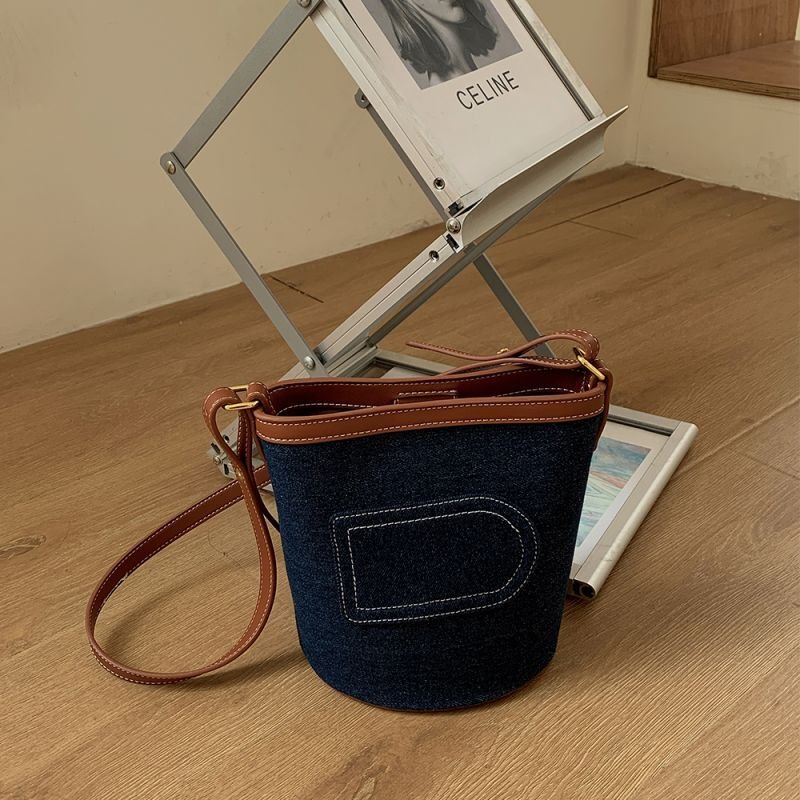 画像7: Denim bucket cowboy Shoulder tote Bag デニムバケットトート ショルダーバッグ  (7)