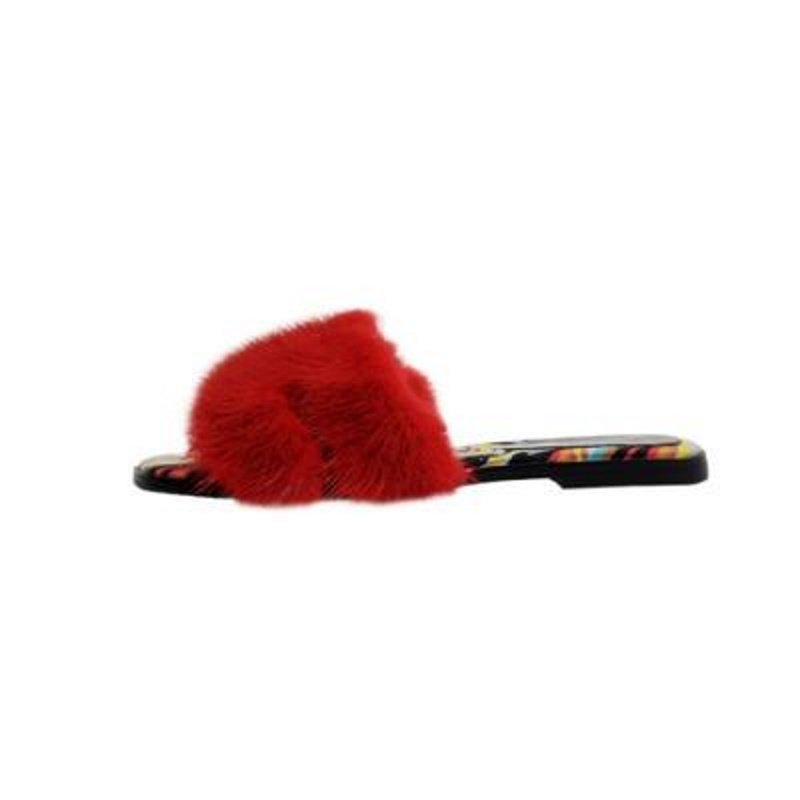画像3: flat&Heel mink fur leather flat sandals slippers 　フラット&ヒールHマークリアルミンクファーサンダル スリッパ (3)