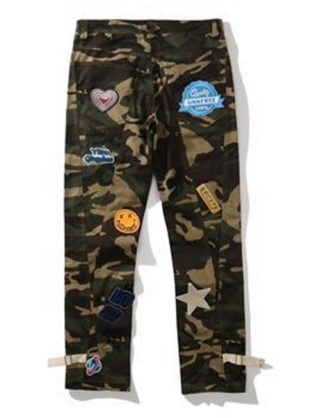 画像1: Unisex badge embroidered camouflage overalls men's casual pants casual pants  ユニセックス男女兼用迷彩カモフラージュエンブレム刺繍付き パンツ (1)