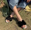 画像7: flat&Heel mink fur leather flat sandals slippers 　フラット&ヒールHマークリアルミンクファーサンダル スリッパ (7)
