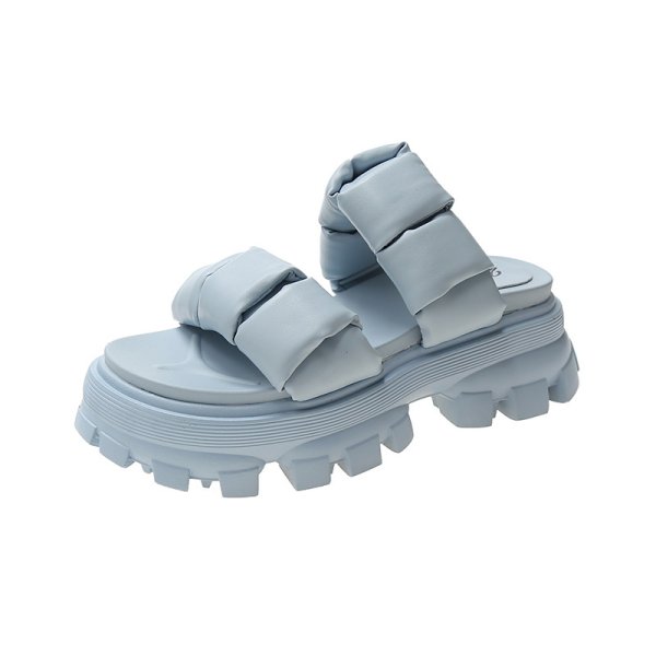 画像1: Chunky sole platform leather sandals slippers 　チャンキーソール厚底プラットホームレザーサンダルサンダル スリッパ (1)