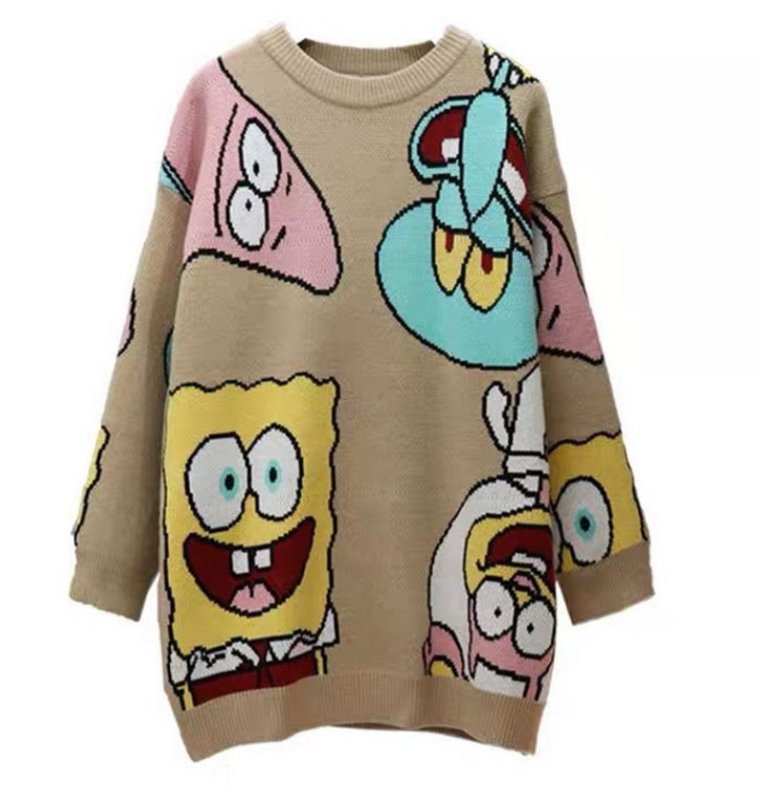 画像2: Women Sponge Bob Family Pullover Sweater Tunic Dress スポンジボブファミリープルオーバーセーター チュニック ドレス (2)