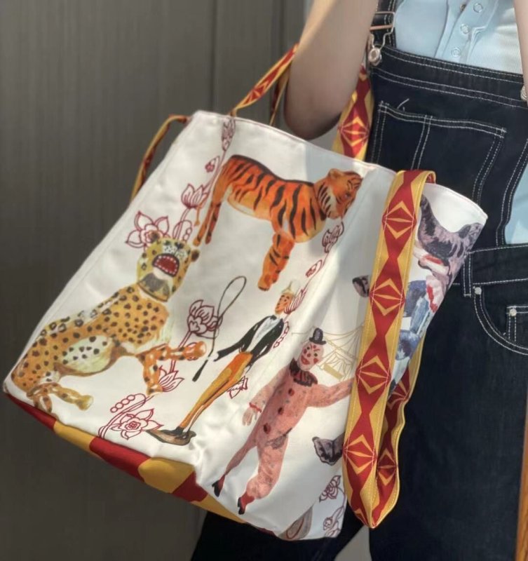 画像7: circus paradise cartoonShoulder tote Bag サーカスパラダイスグラフィックトートショルダーバッグ  (7)