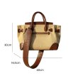 画像4: contrast color retro stitching handbag Shoulder tote Bag　コントラストカラーレトートショルダーバッグ  (4)