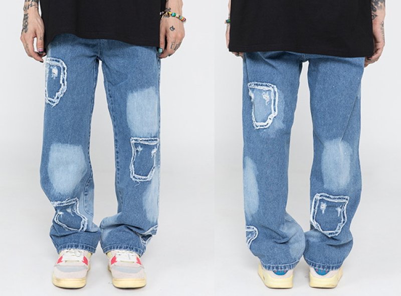 画像4: Unisex men' sold patch jeans pants  ユニセックス男女兼用オールドパッチデニム パンツ ジーンズ (4)