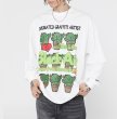 画像7: unisex cartoon cactus print loose long-sleeved t-shirt　男女兼用 ユニセックス カクタス サボテンプリントTシャツ (7)