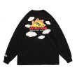 画像1: unisex cartoon sun print loose long-sleeved t-shirt　男女兼用 ユニセックス サンフラワープリントTシャツ (1)