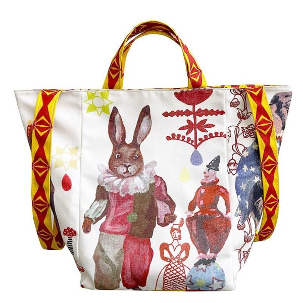 画像1: circus paradise cartoonShoulder tote Bag　サーカスパラダイスグラフィックトートショルダーバッグ  (1)