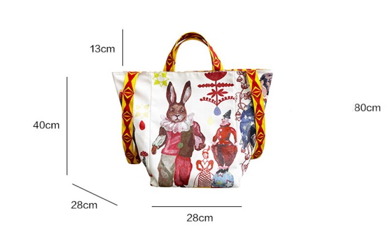 画像4: circus paradise cartoonShoulder tote Bag サーカスパラダイスグラフィックトートショルダーバッグ  (4)