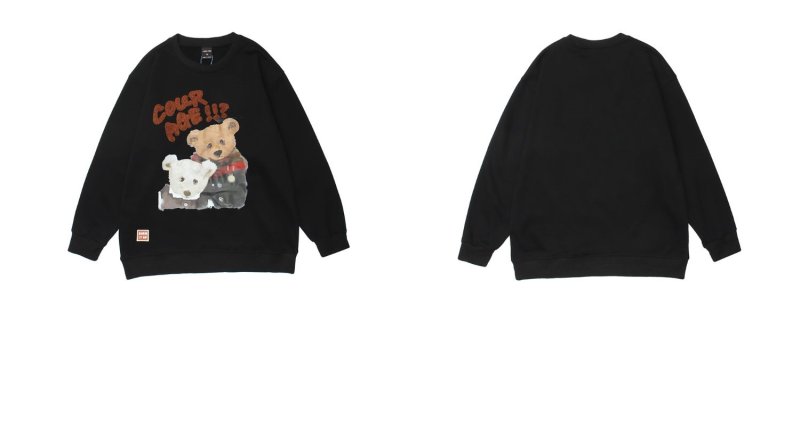 画像6: unisex cute bear cartoon print loose long-sleeved Sweat pullover 男女兼用 ユニセックス キュートベア 熊プリントスウェット トレーナー (6)