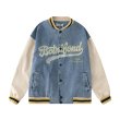 画像6: denim baseball uniform jacket blouson ユニセッ クス男女兼用デニムベイスボールジャンパー ジャケットブルゾン (6)