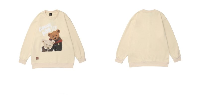 画像8: unisex cute bear cartoon print loose long-sleeved Sweat pullover 男女兼用 ユニセックス キュートベア 熊プリントスウェット トレーナー (8)