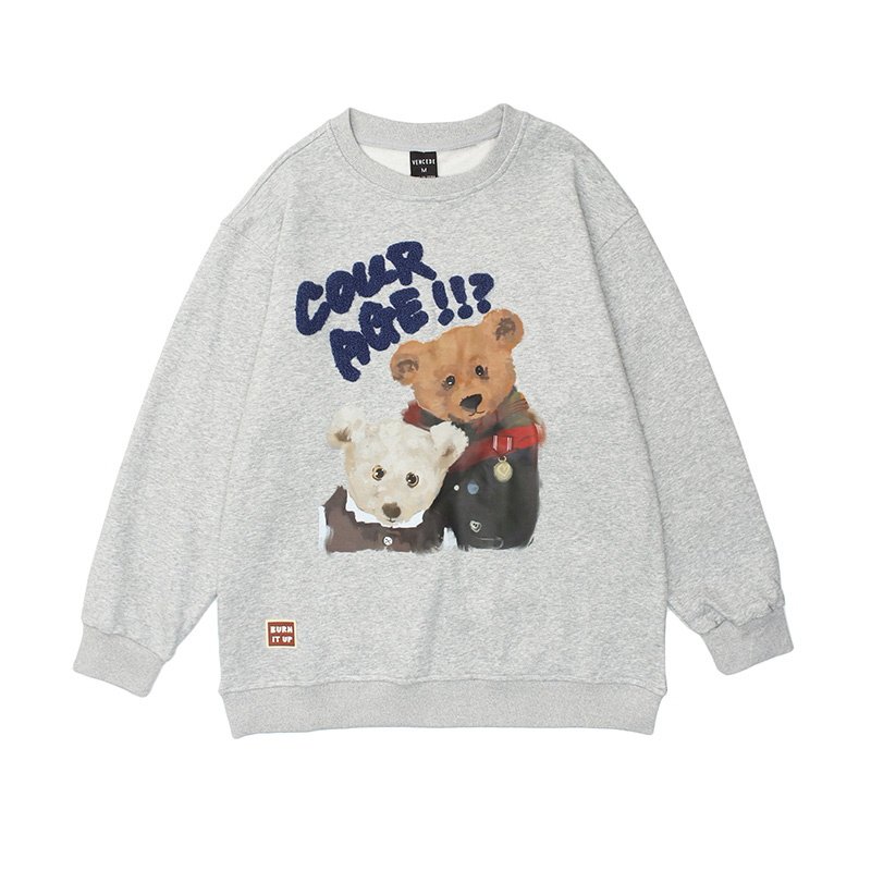 画像10: unisex cute bear cartoon print loose long-sleeved Sweat pullover 男女兼用 ユニセックス キュートベア 熊プリントスウェット トレーナー (10)