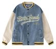 画像1: denim baseball uniform jacket blouson ユニセッ クス男女兼用デニムベイスボールジャンパー ジャケットブルゾン (1)