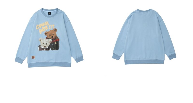 画像9: unisex cute bear cartoon print loose long-sleeved Sweat pullover 男女兼用 ユニセックス キュートベア 熊プリントスウェット トレーナー (9)