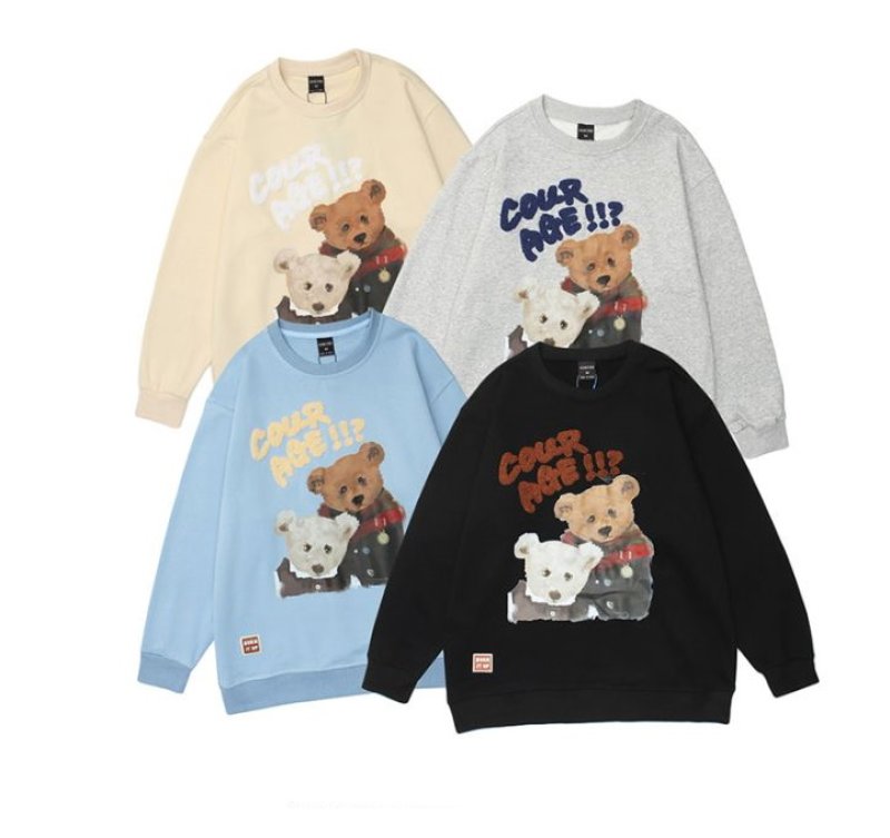 画像5: unisex cute bear cartoon print loose long-sleeved Sweat pullover 男女兼用 ユニセックス キュートベア 熊プリントスウェット トレーナー (5)