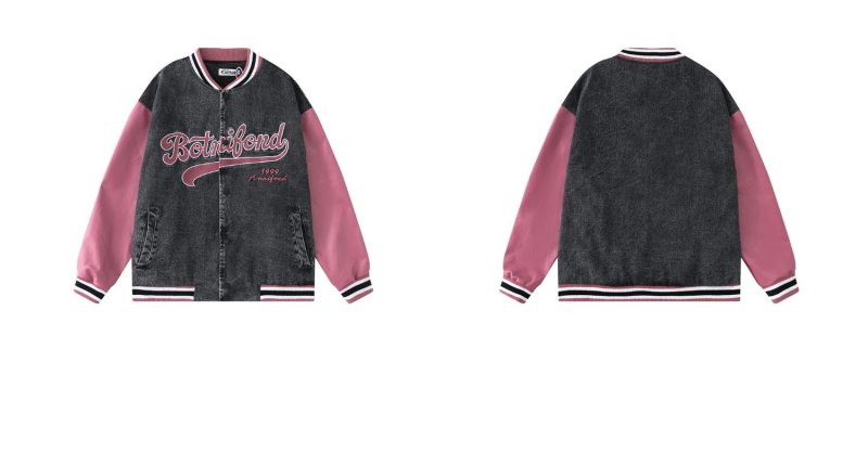 画像4: denim baseball uniform jacket blouson ユニセッ クス男女兼用デニムベイスボールジャンパー ジャケットブルゾン (4)